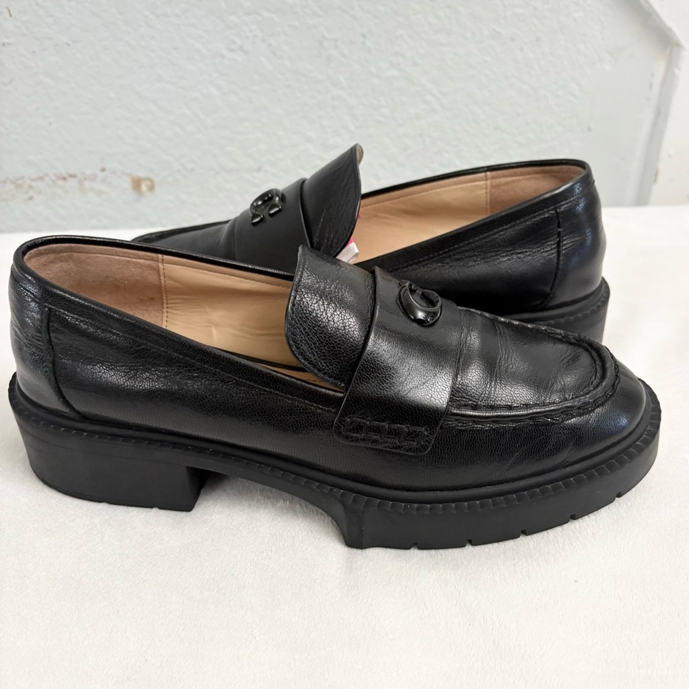Coach Black Leather Loafer Ankle Shoes